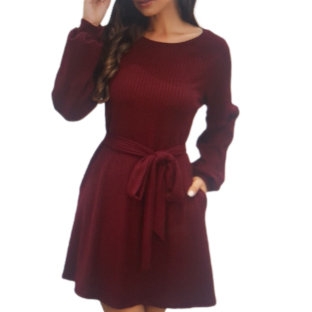 Ribbed Knit A-Line Swing Dress Size Medium